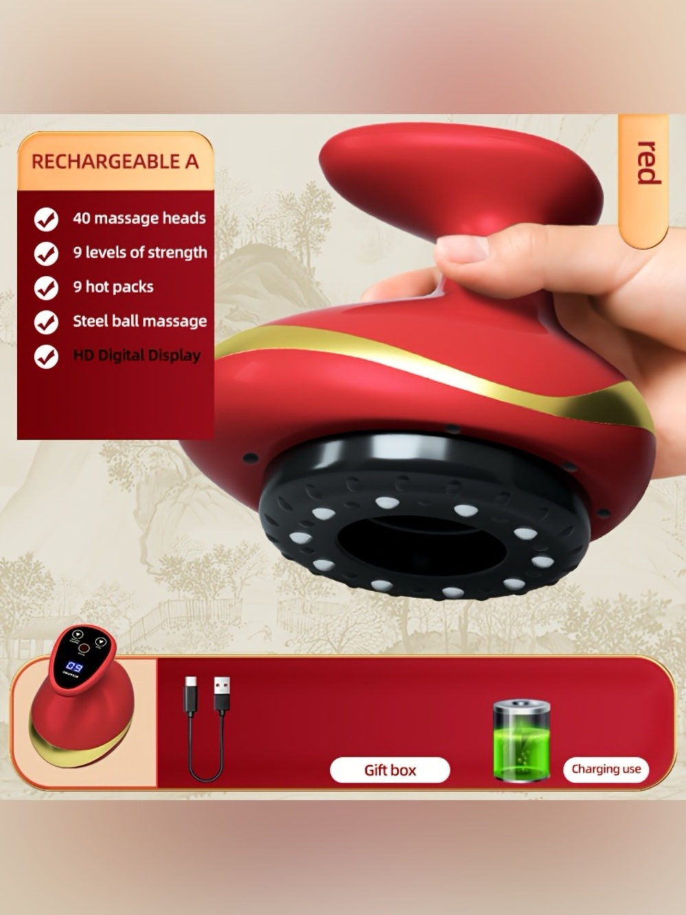 Vacuum Negative Pressure Suction Massage Heating Cupping Device USB Rechargeable